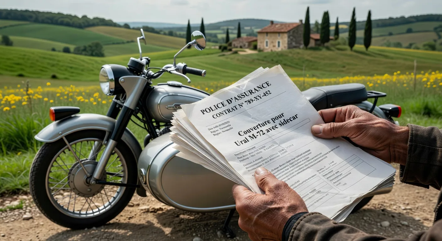 Passager sidecar Ural souriant en route sur une nationale française