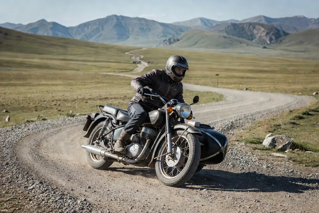 Cornering technique aboard an Ural Gear Up