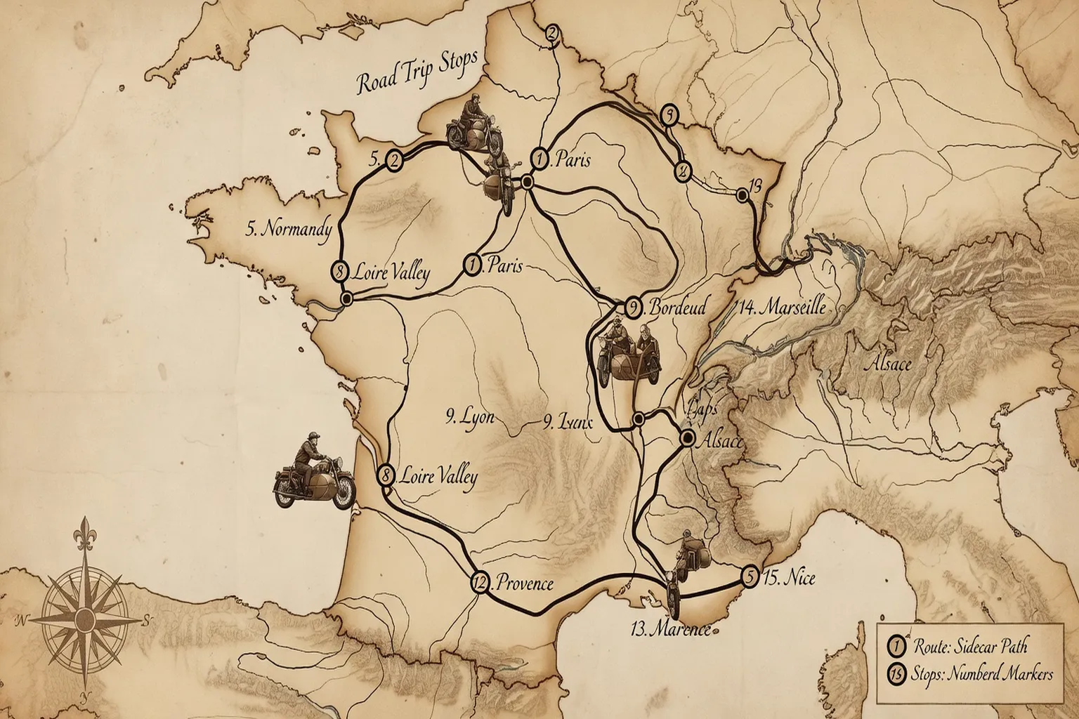 Top 15 étapes pour un road trip sidecar en France : guide complet 2026